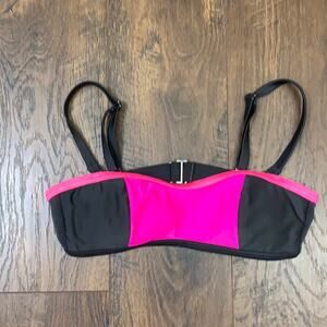 Oakley Color Block Bandeau Strapped/Strapless Pink/Gray Bikini Top